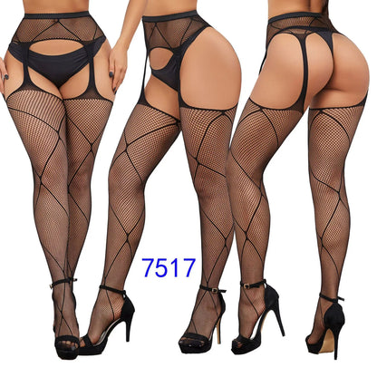 Gothic Sexy Fishnet Stockings Women Harajuku Emo Mesh Thigh High Garter Tights