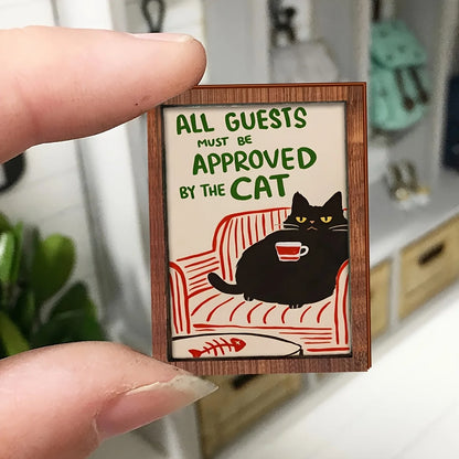 Miniature Cat Drinking Tea Photo Frame – Dollhouse Accessory & Scene Ornament