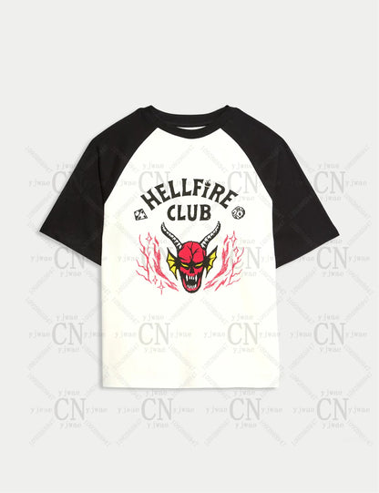 Hellfire Club Monster pattern T-shirt, high-quality short-sleeved O-neck comfortable streetwear top for men and women