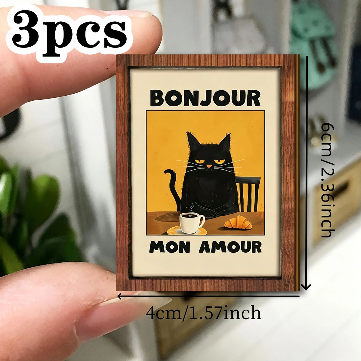 Miniature Cat Drinking Tea Photo Frame – Dollhouse Accessory & Scene Ornament