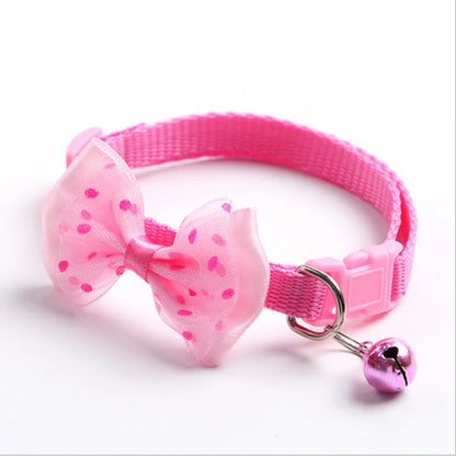 Cute Bow Dog and Cat Collar Set with Bell - Soft Comfortable Pet Accessory