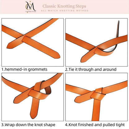 Genuine Cowhide Leather Knotted Belt for Women – Soft Gothic Retro Corset Girdle for Dresses