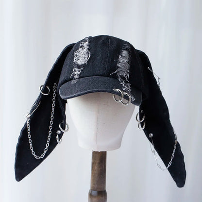 Rabbit Ear Washed Graffiti Baseball Cap - Hip Hop Unisex Party Hat