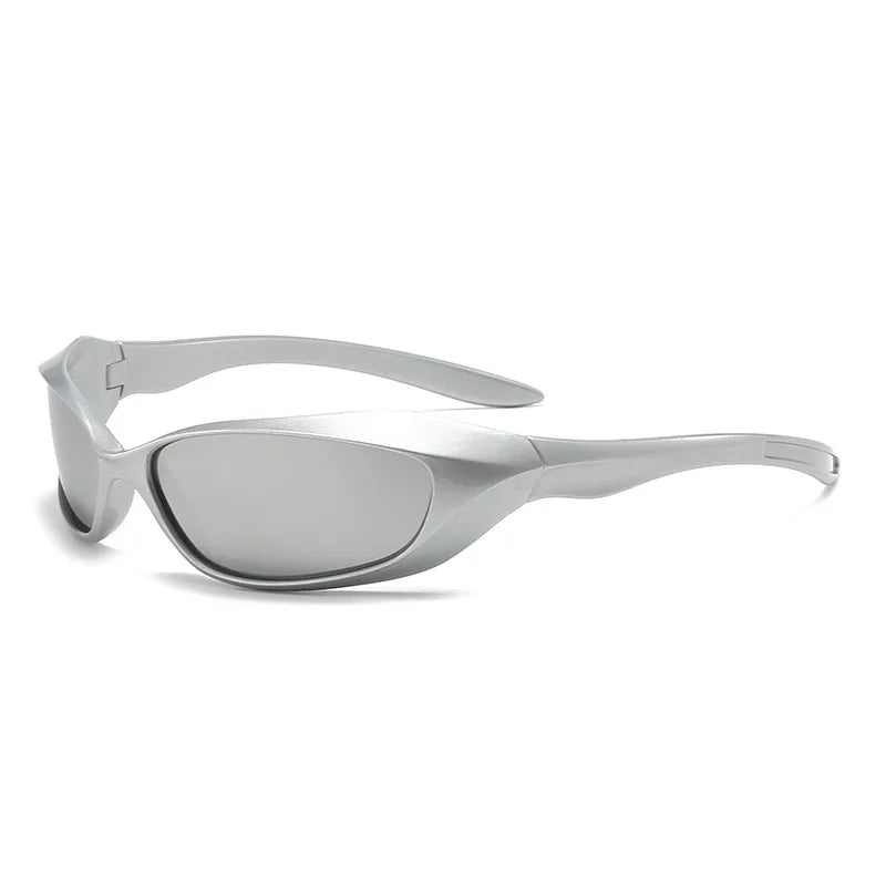 Y2K Punk Oval Sunglasses Colorful Mirror Shades Men Women