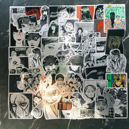 Junji Ito Tomie Horror Anime Stickers, Holographic Waterproof Laptop Decals