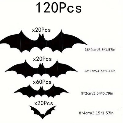 Halloween 3D Black Bat Wall Stickers 12-Piece Set for Home Window Party Decor