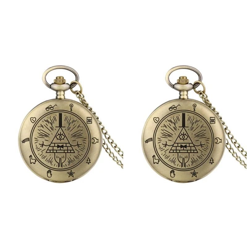 Gravity Pocket Watch Pendant Necklace - Mysterious Triangle Devil Quartz Vintage Women's Wristwatch