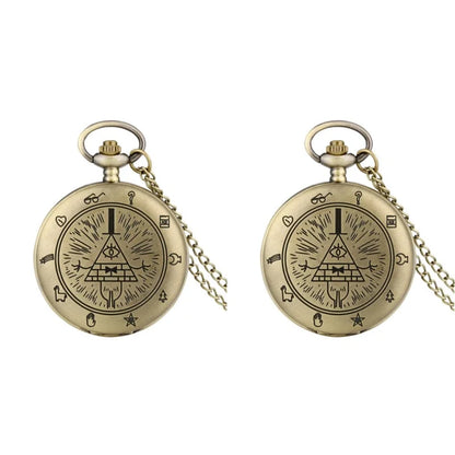 Gravity Pocket Watch Pendant Necklace - Mysterious Triangle Devil Quartz Vintage Women's Wristwatch