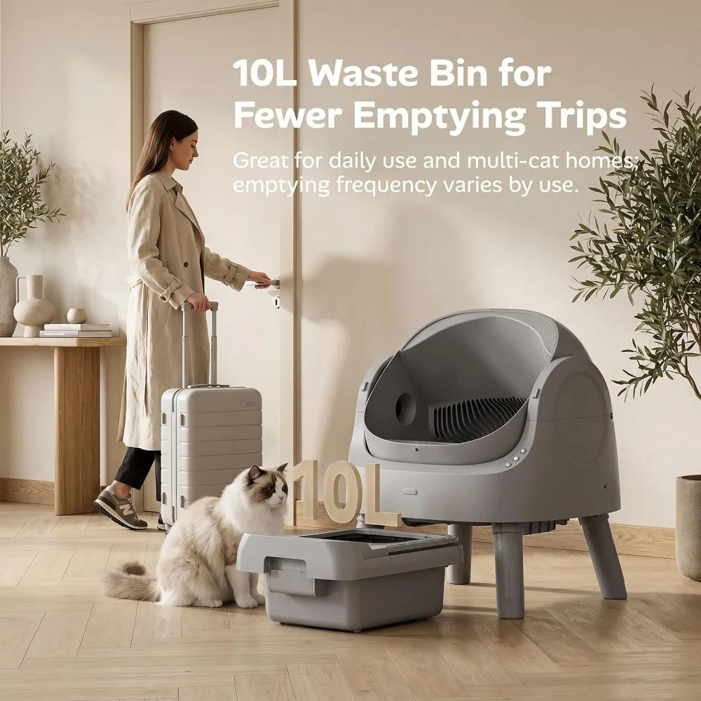 AutoScooper 12 Lite Open-Top Automatic Self-Cleaning Cat Litter Box, Easy-Entry Front Step, Triple Safety Protection, No App Required