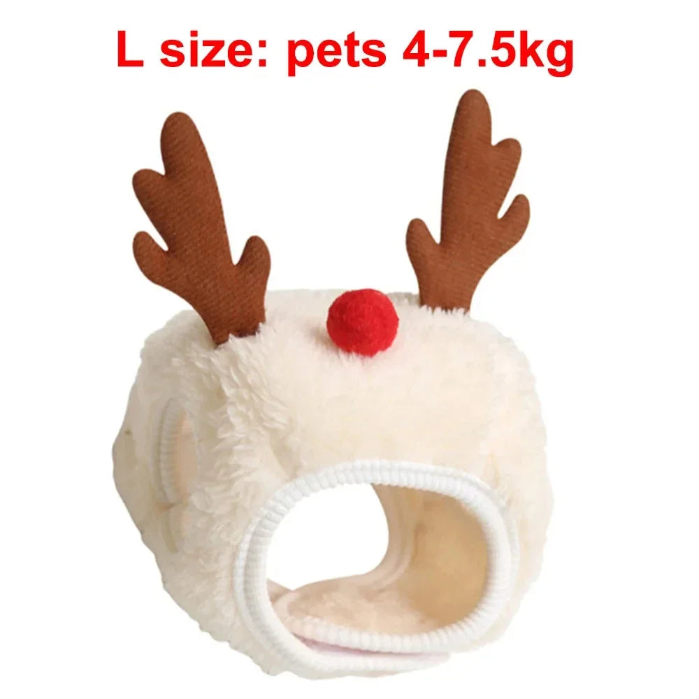 Christmas Pet Costume Santa Elk Hat Bandana Bib Scarf Set for Dogs and Cats