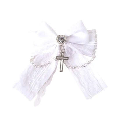 Gothic Lolita Lace Bow Hair Clips – Y2K Cute Ponytail Hairpins & Ita Bag Decoration for Girls