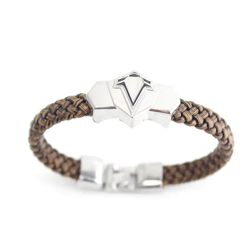 One Piece Luffy Straw Hat Skull Bracelet - Woven Leather Cord Anime Wristband for Fans