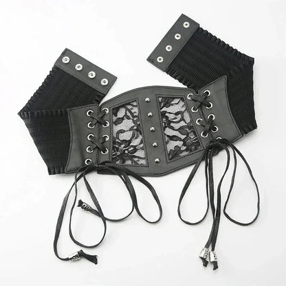 Retro Lace Corset Belt – Goth Punk Elastic Pin Buckle Dress Girdle