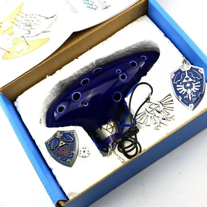 Legend of Zelda Ceramic Ocarina - 12-Hole Alto C Musical Instrument with Song Book and Neck Cord