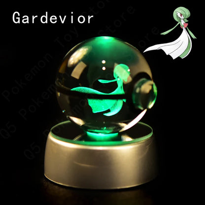 Pokemon 3D Crystal Ball Night Light - Glass Pokeball LED Lamp with Pikachu, Mewtwo & Gengar