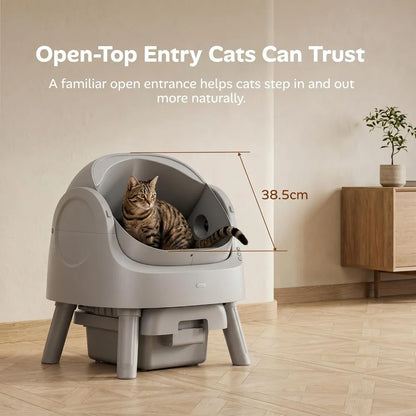 AutoScooper 12 Lite Open-Top Automatic Self-Cleaning Cat Litter Box, Easy-Entry Front Step, Triple Safety Protection, No App Required