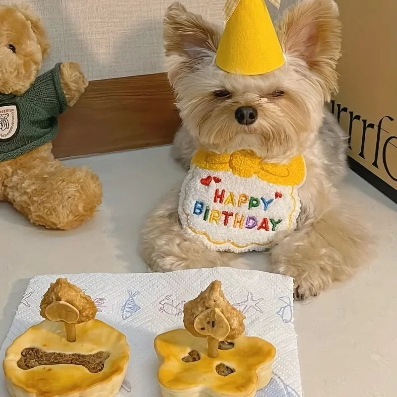 Pet Birthday Hat & Bandana Set – Cute Party Outfit for Dogs, Cats & Puppies