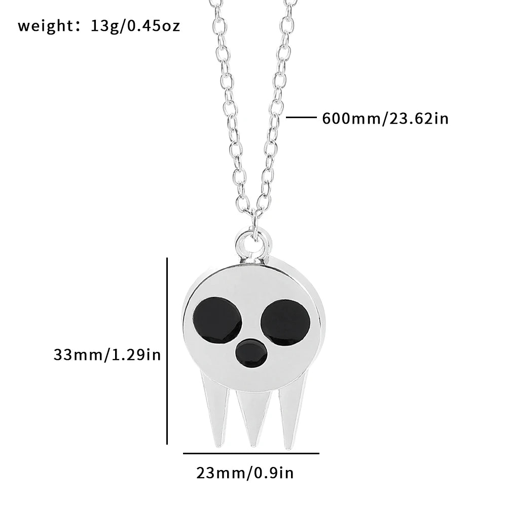 Soul Eater Death the Kid Skull Necklace - Gothic Horror Pendant Jewelry for Fans