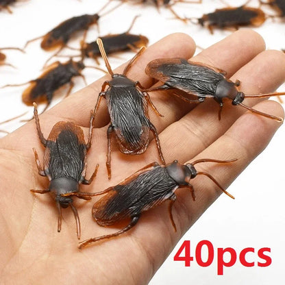 Halloween Plastic Cockroaches Prank Props - Rubber Bugs Joke Decoration Toy Gag Gift