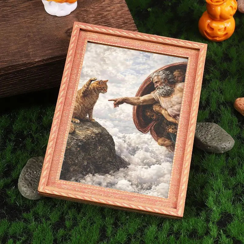 Mini Creation of Adam Cat Fridge Magnet - Vintage Framed Art Refrigerator Magnet