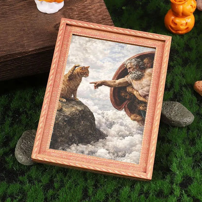 Mini Creation of Adam Cat Fridge Magnet - Vintage Framed Art Refrigerator Magnet