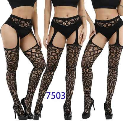 Gothic Sexy Fishnet Stockings Women Harajuku Emo Mesh Thigh High Garter Tights