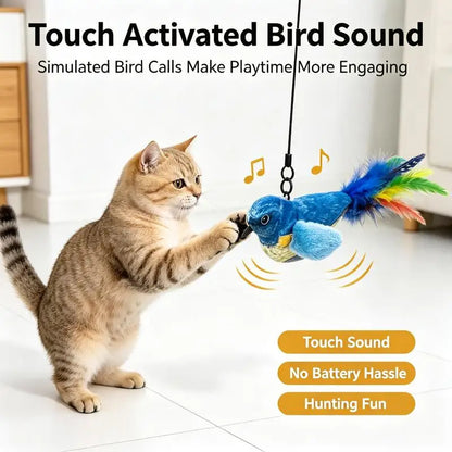 Pet Cat Toys for Indoor Cats Interactive Kitten Plush Toy with Bird Sound & Catnip