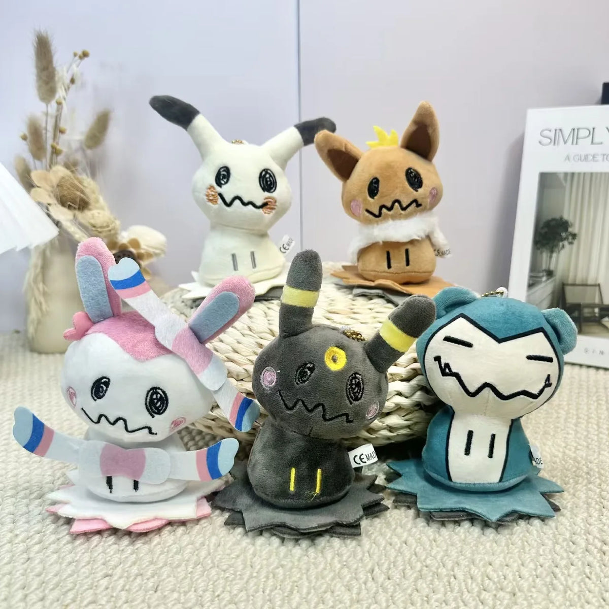 Pocket Monster Eevee & Mimikyu Plush Keychain - Cute Anime Bag Charm