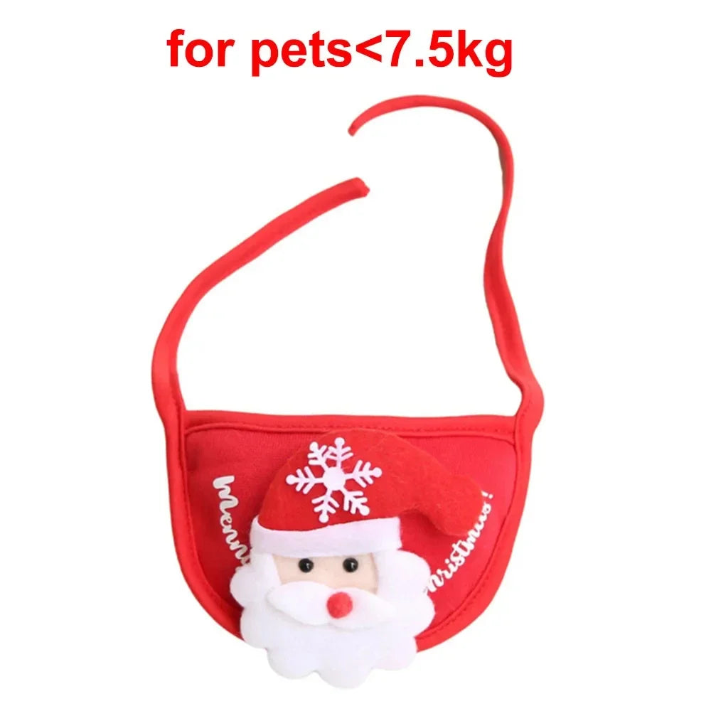 Christmas Pet Costume Santa Elk Hat Bandana Bib Scarf Set for Dogs and Cats