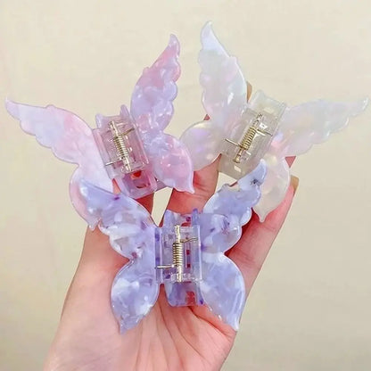 French Retro Butterfly Hair Claw Clips – Acetate Back-of-Head Updo Hair Grabbers for Women