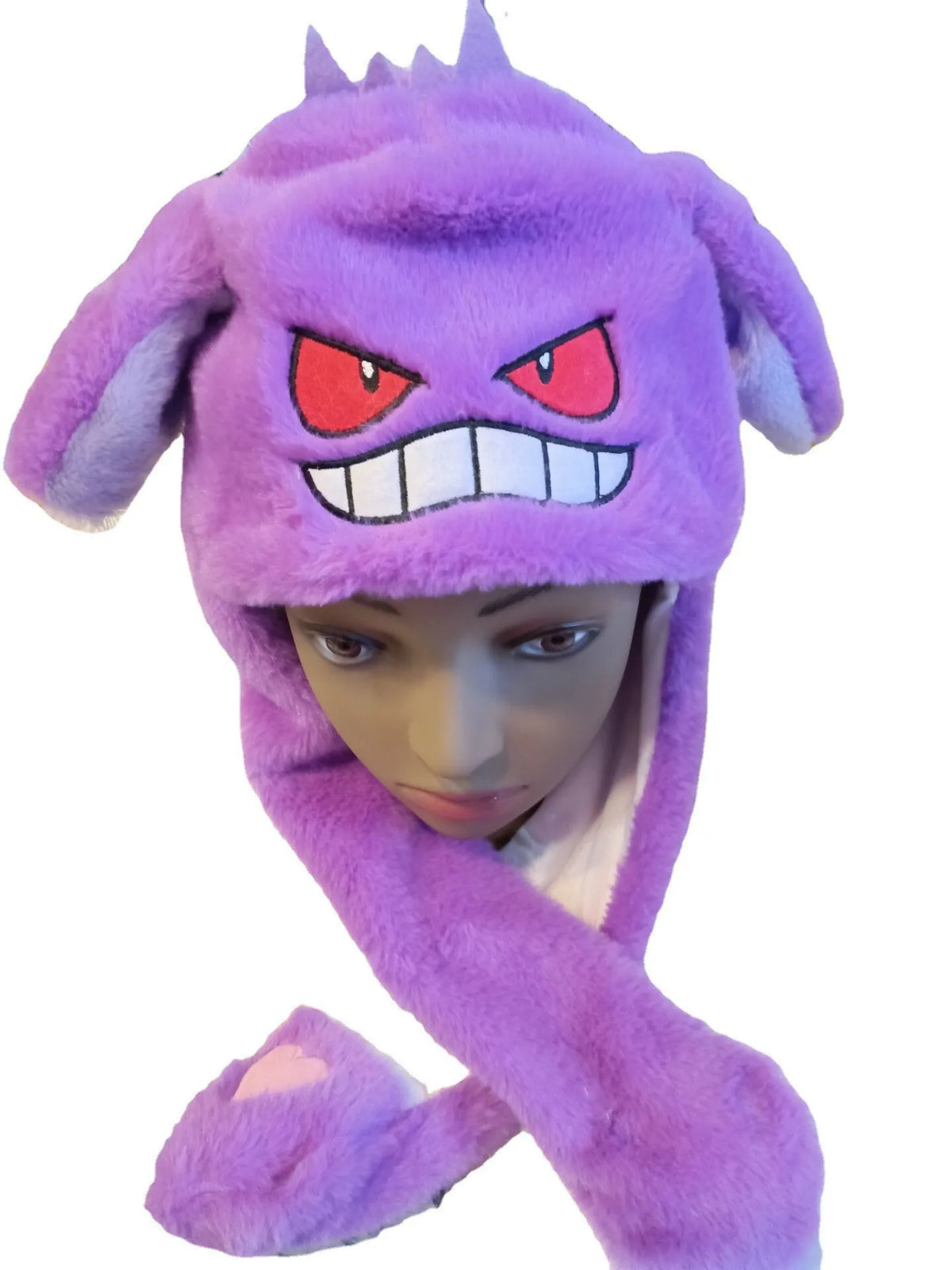 Gengar Plush Hat with Moving Ears – Cozy Pokémon Winter Cosplay Cap