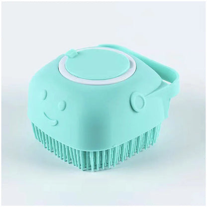 Soft Silicone Dog Bathing Brush - Pet Massage Shampoo Dispenser Grooming Tool