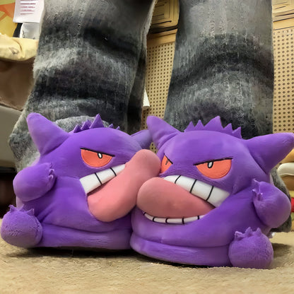 Gengar Plush Slippers – Cozy Winter Indoor Slippers for Home