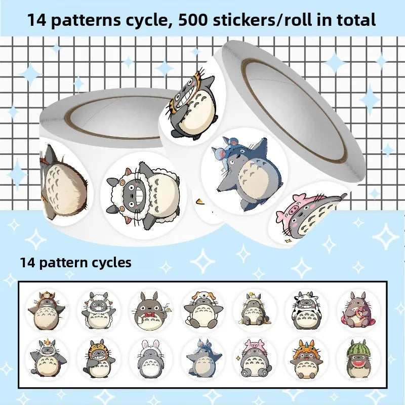 My Neighbor Totoro Waterproof Sticker Roll - 500 Pieces for Phone, Laptop and Water Bottle