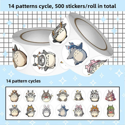 My Neighbor Totoro Waterproof Sticker Roll - 500 Pieces for Phone, Laptop and Water Bottle