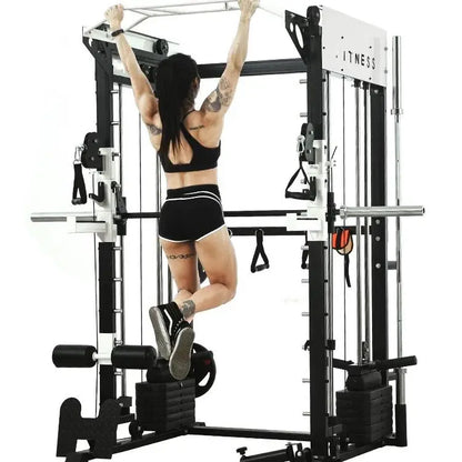 Commercial Power Squat Rack Cage Multi-Functional Smith Machine Home Gym Unisex Indoor Use Cable Crossover Trainer