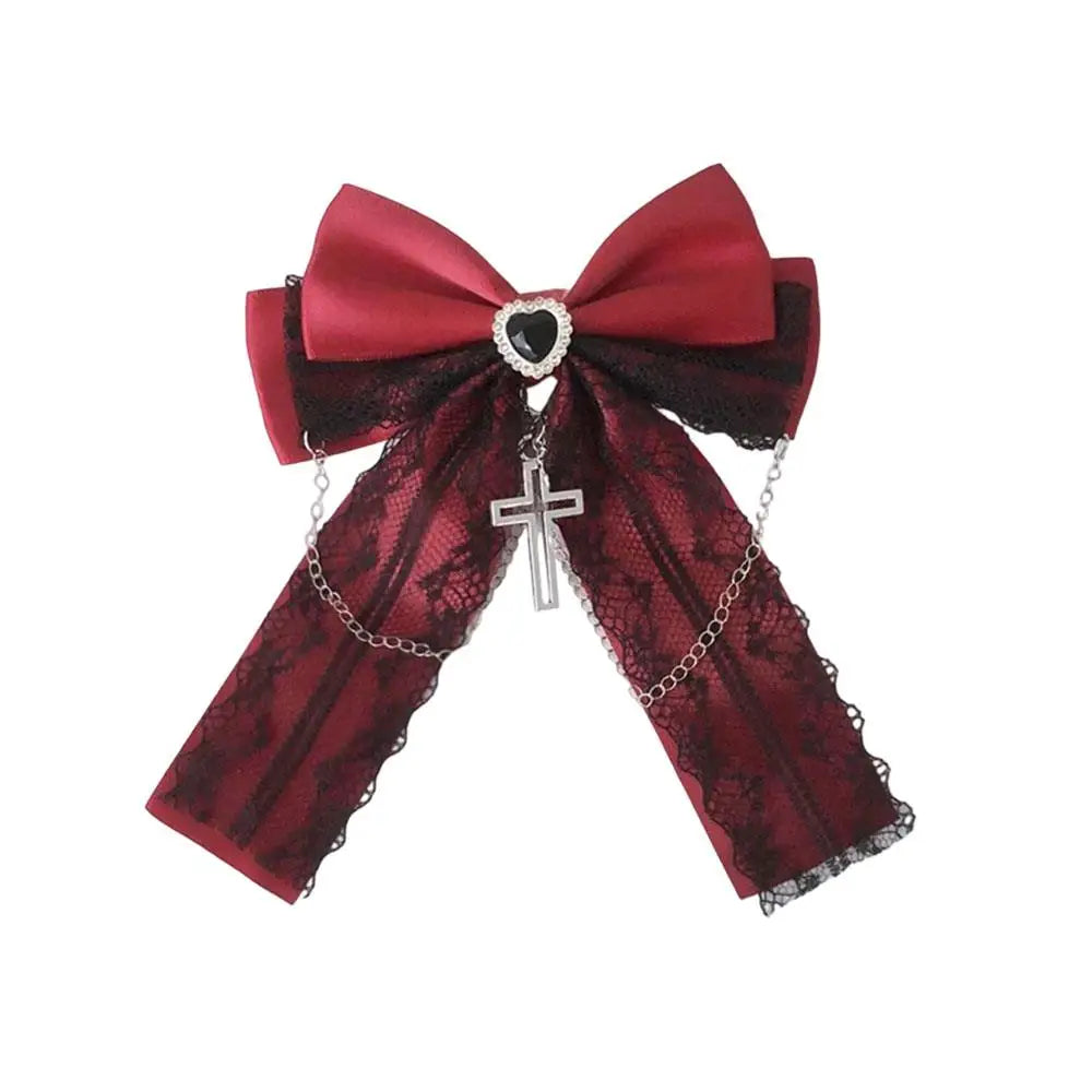 Gothic Lolita Lace Bow Hair Clips – Y2K Cute Ponytail Hairpins & Ita Bag Decoration for Girls