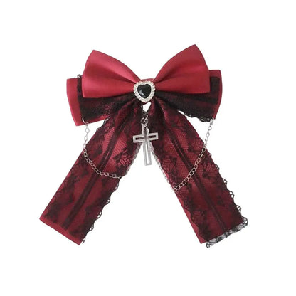 Gothic Lolita Lace Bow Hair Clips – Y2K Cute Ponytail Hairpins & Ita Bag Decoration for Girls