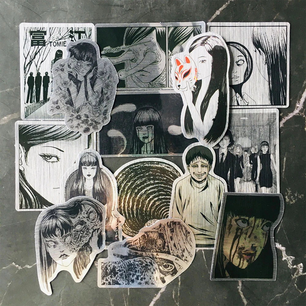 Junji Ito Tomie Horror Anime Stickers, Holographic Waterproof Laptop Decals