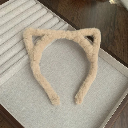 Plush Cat Ear Headband for Women & Girls – Kawaii Soft Cat Ears Hair Band, Cute Cosplay Hair Accessory