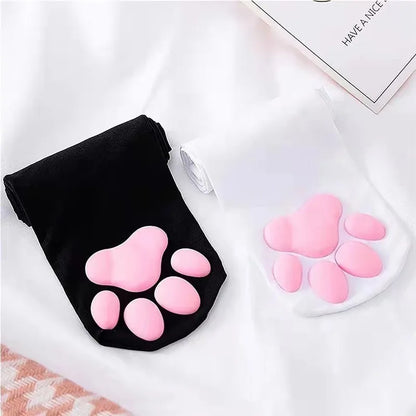 Pink Cat Paw Thigh High Socks - Cute 3D Kitten Claw Lolita Stockings for Women and Kids