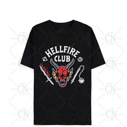 Hellfire Club Monster pattern T-shirt, high-quality short-sleeved O-neck comfortable streetwear top for men and women