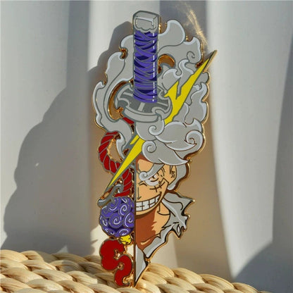 One Piece Gear 5 Luffy Enamel Pin - Anime Lapel Badge Brooch