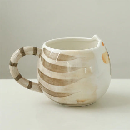Cute Ceramic Cat Mug – 380ml Cat Shaped Coffee, Milk & Water Cup, Kawaii Kitten Gift for Cat Lovers