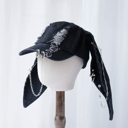 Rabbit Ear Washed Graffiti Baseball Cap - Hip Hop Unisex Party Hat