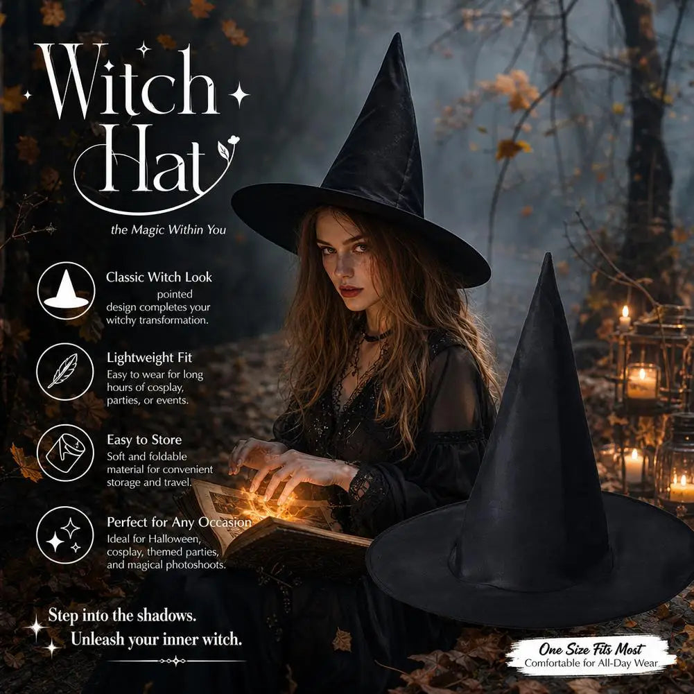 Halloween Wizard Hat Black Pointed Witch Magician Hat Party Costume Cosplay