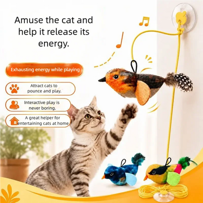 Pet Cat Toys for Indoor Cats Interactive Kitten Plush Toy with Bird Sound & Catnip