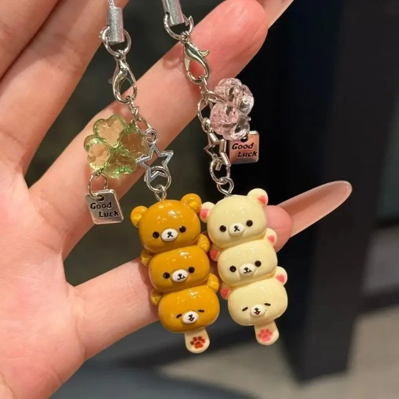 Kawaii Rilakkuma-Inspired Stacked Bear Resin Keychain & Bag Charm