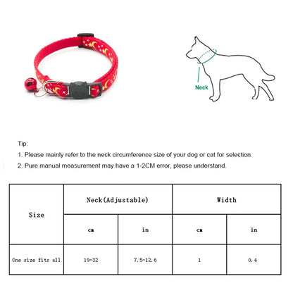 Stars and Moon Cat Collar Reflective Safety Buckle with Bell