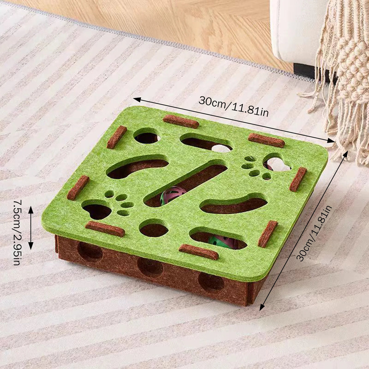 Cat Felt Puzzle Box, Interactive Maze Ball Toy for Indoor Cats and Kittens